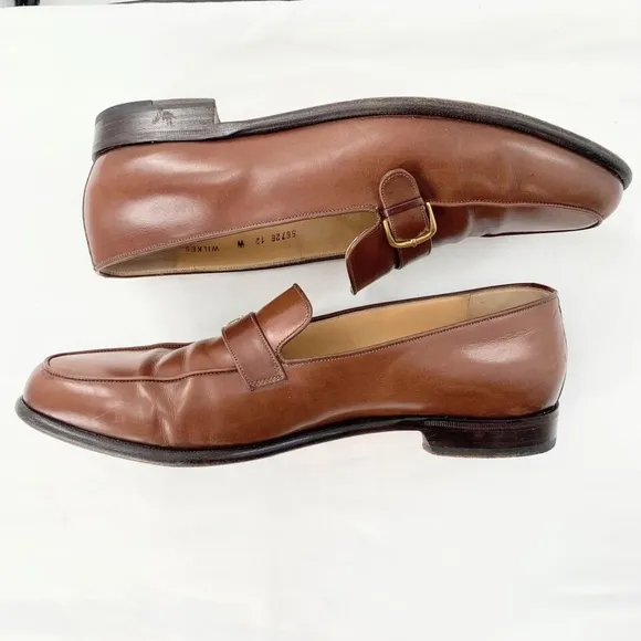 Bruno Magli Mens Shoes Wilkes Loafer Brown Italian Leather Buckle Sz 12 W