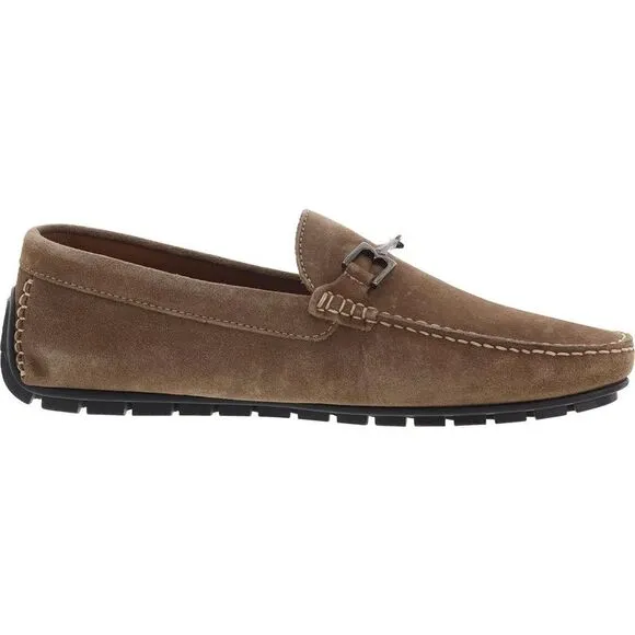 Bruno Magli Mens Taupe Leather Moccasin Flat Loafers Shoes New