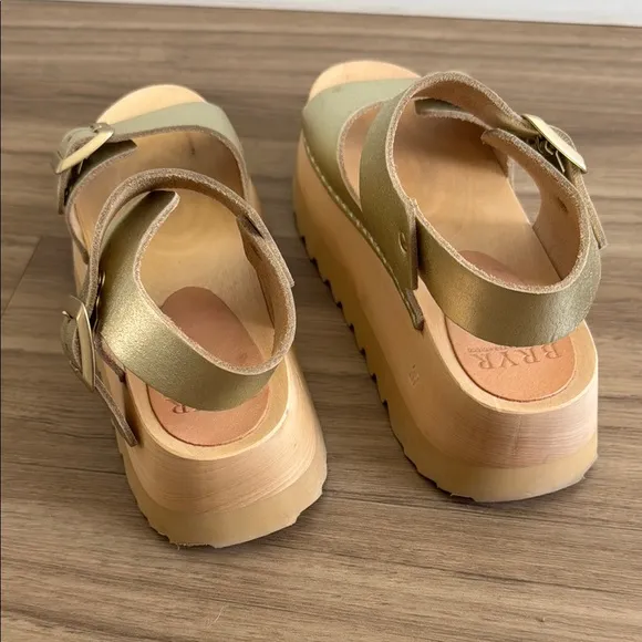 BRYR Gigi Gold Sandals Comfortable Two-Strap Design