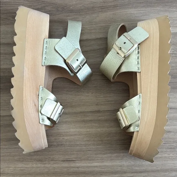 BRYR Gigi Gold Sandals Comfortable Two-Strap Design