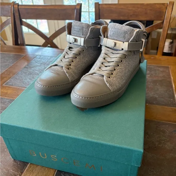 Buscemi 100MM Lana Gray High-Top Sneakers Mens Size 7 - Like New!