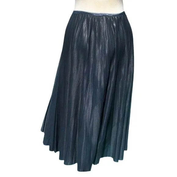 Cache Silver Gray Metallic Luxe Pleated Stretch Waist Soft Skirt NWT $178 New
