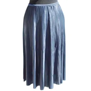 Cache Silver Gray Metallic Luxe Pleated Stretch Waist Soft Skirt NWT $178 New