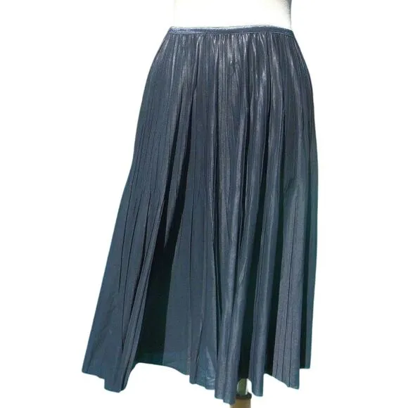 Cache Silver Gray Metallic Luxe Pleated Stretch Waist Soft Skirt NWT $178 New