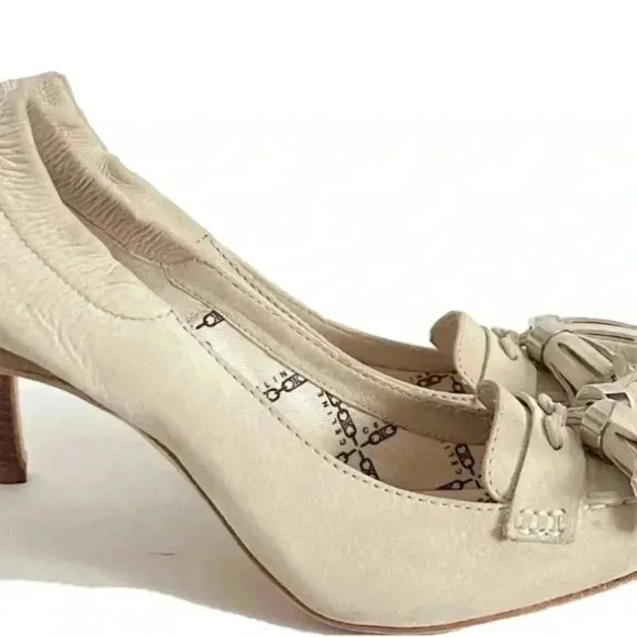 Celine beige with tassels pumps women   leather shoe