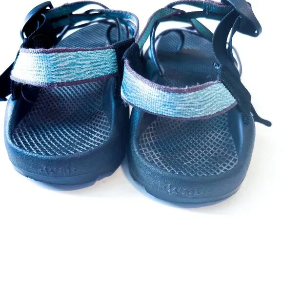 CHACO blue tan adjustable double strap classic sandals, women’s 10.