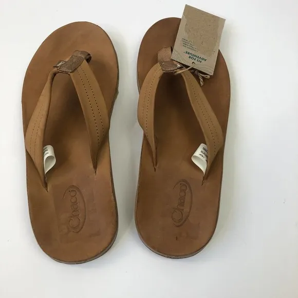 Chaco Classic Leather Flip Flop Thong Men's Size 7 Podiatrist Approved Tan