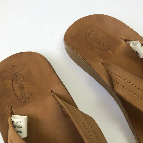 Chaco Classic Leather Flip Flop Thong Men's Size 7 Podiatrist Approved Tan