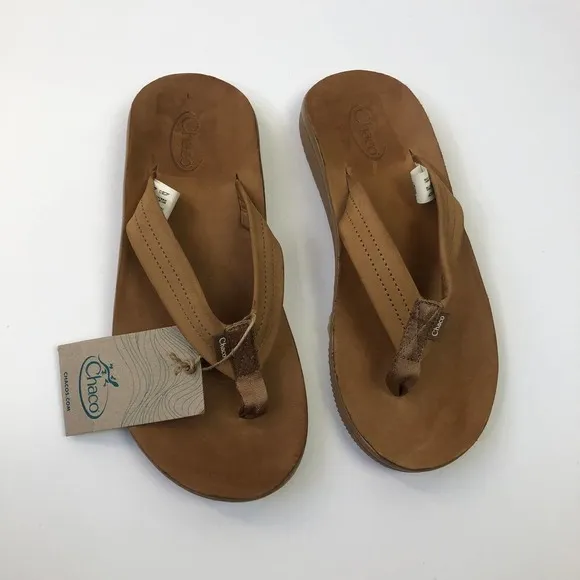 Chaco Classic Leather Flip Flop Thong Men's Size 7 Podiatrist Approved Tan