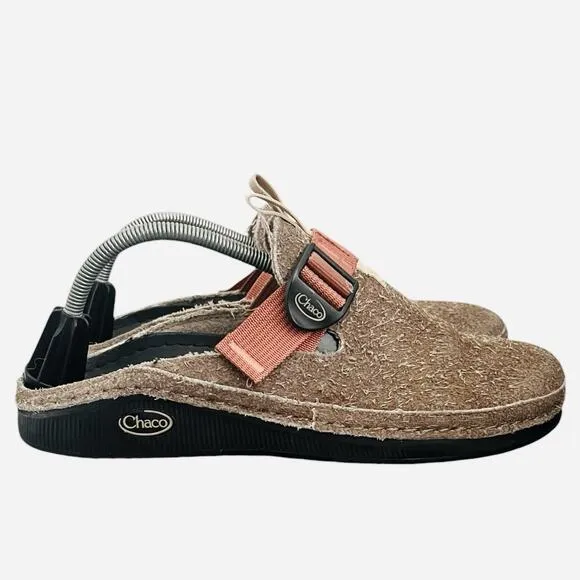 Chaco Sandals Men Size 9 Paonia Clog Earth Brown Distressed Suede Leather Mules