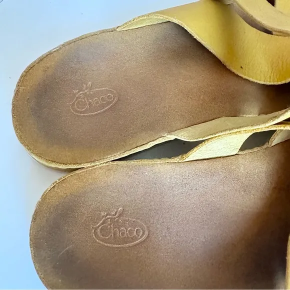 Chaco Wayfarer Yellow Ochre Suede Leather Slide Sandals