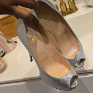 Christian Louboutin Silver Peep-Toe Pumps