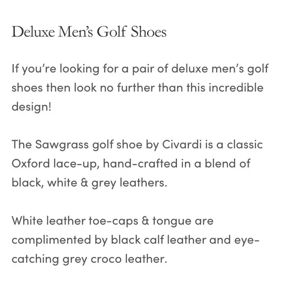 Civardi Custom Golf Shoes 14d Oxford Golf Shoes SAWGRASS