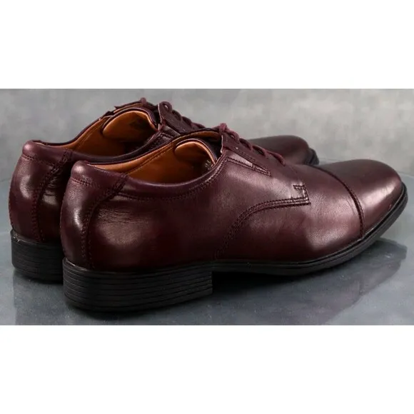 Clarks Collection Men's Cap Toe Dress Shoes Size 9.5 Leather Burgundy
