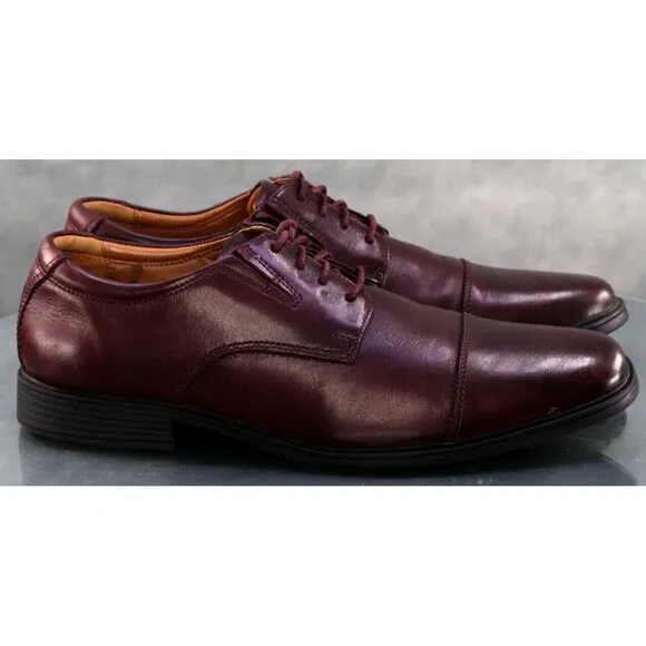 Clarks Collection Men's Cap Toe Dress Shoes Size 9.5 Leather Burgundy