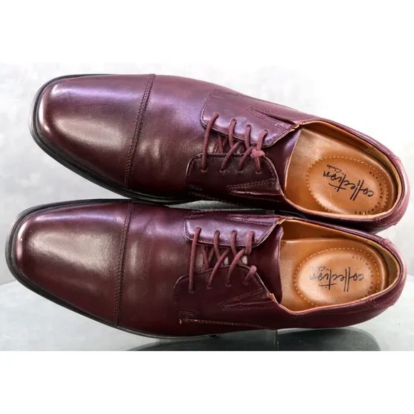 Clarks Collection Men's Cap Toe Dress Shoes Size 9.5 Leather Burgundy