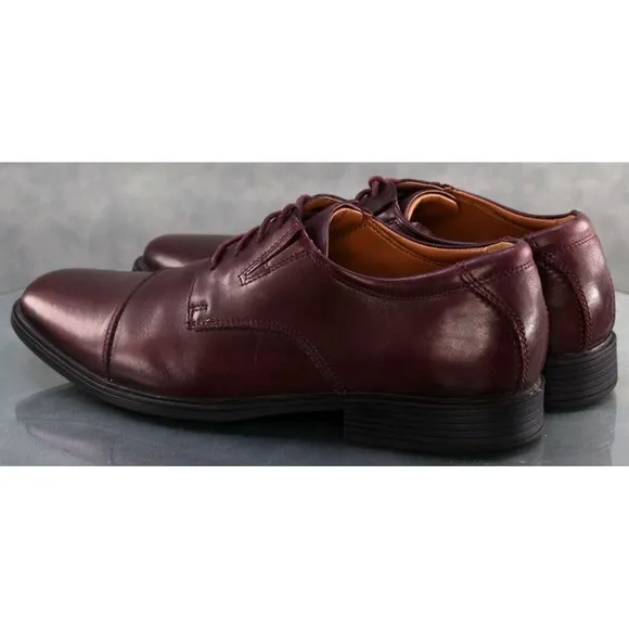 Clarks Collection Men's Cap Toe Dress Shoes Size 9.5 Leather Burgundy
