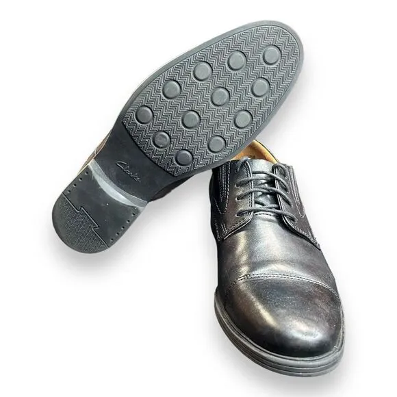 Clarks Men's Tilden Cap Oxford, Black Leather US Size 8 M