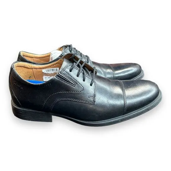 Clarks Men's Tilden Cap Oxford, Black Leather US Size 8 M