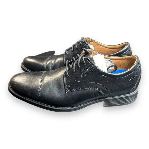 Clarks Men's Tilden Cap Oxford, Black Leather US Size 8 M