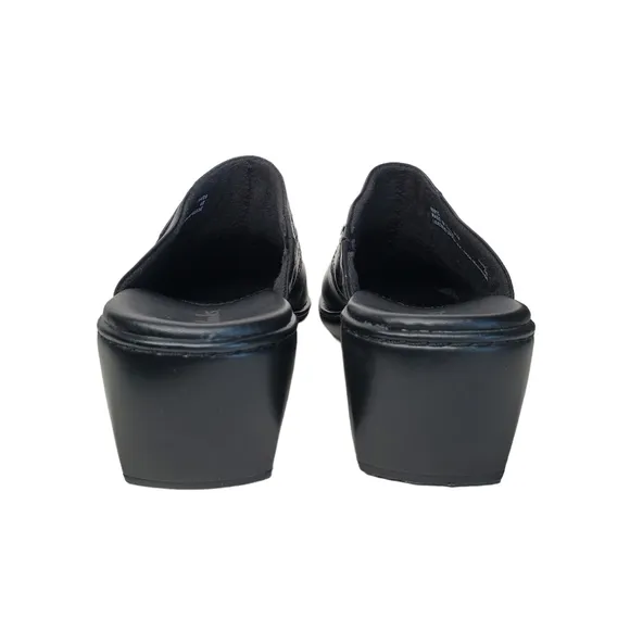 Clarks Women's Black Slip-On Mules, Business Casual Comfy Shoes Size 8.5