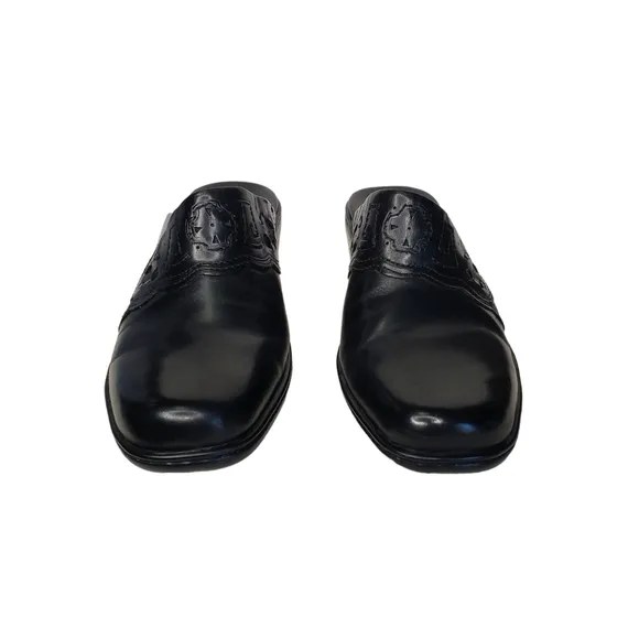 Clarks Women's Black Slip-On Mules, Business Casual Comfy Shoes Size 8.5