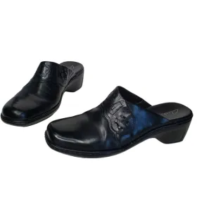 Clarks Women's Black Slip-On Mules, Business Casual Comfy Shoes Size 8.5