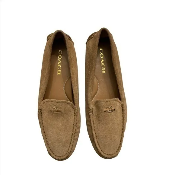 Coach brown suede loafer flat shoes