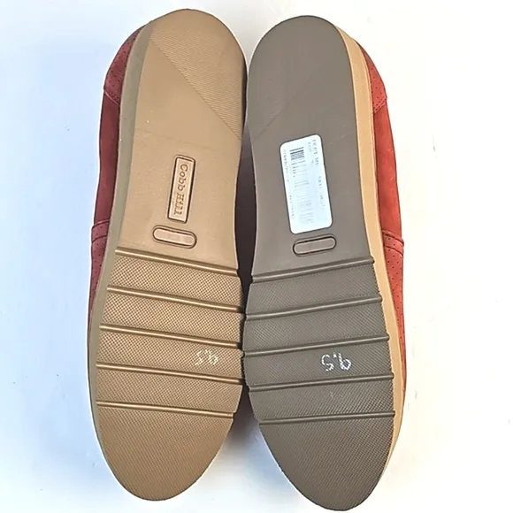 Cobb Hill Laci Nubuck Leather Coral Red Perforated Lightweight Slip-on Shoe