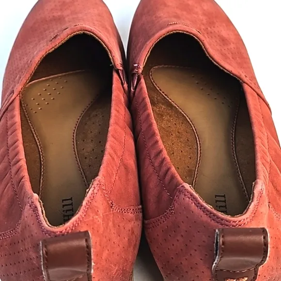 Cobb Hill Laci Nubuck Leather Coral Red Perforated Lightweight Slip-on Shoe