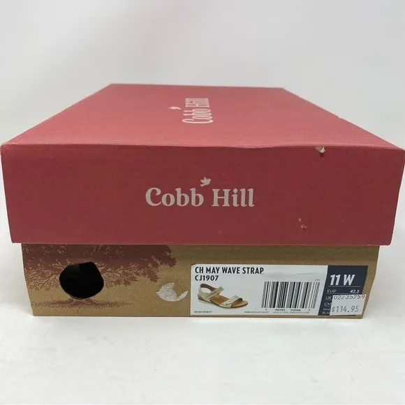 Cobb Hill May Wave Strap CJ1907 – White Metallic Leather Sandals WIDE