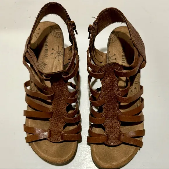 Cobb Hill Shona Tstrap BROWN Wedge Sandal