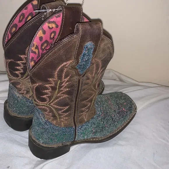 CODY JAMES Shyanne Girls' Glitterama Western Boots - Broad Square Toe Size 10 D