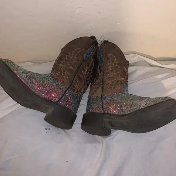 CODY JAMES Shyanne Girls' Glitterama Western Boots - Broad Square Toe Size 10 D