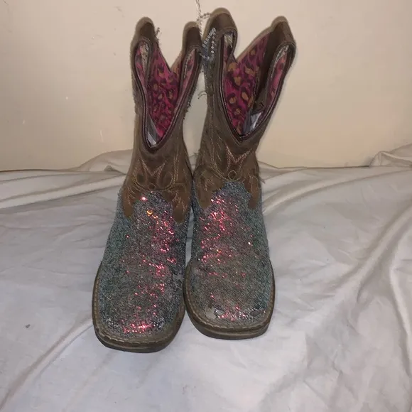 CODY JAMES Shyanne Girls' Glitterama Western Boots - Broad Square Toe Size 10 D