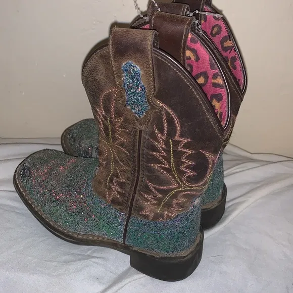 CODY JAMES Shyanne Girls' Glitterama Western Boots - Broad Square Toe Size 10 D