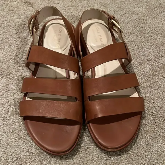 Cole Haan Anela Grand 360 Strap Cognac Buckle Sandals Size 5.5