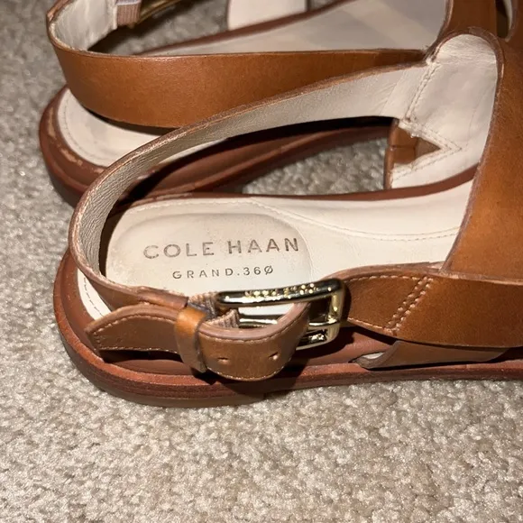 Cole Haan Anela Grand 360 Strap Cognac Buckle Sandals Size 5.5