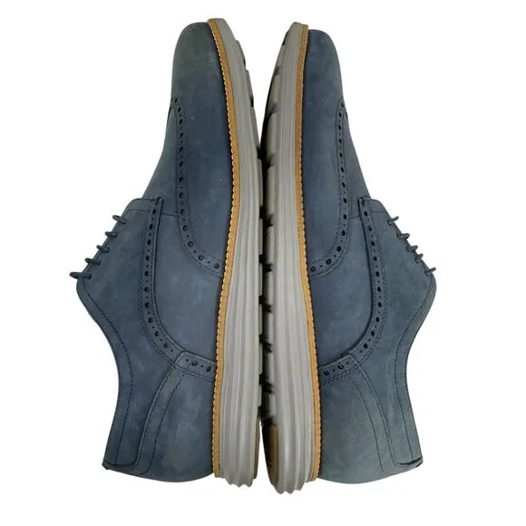 Cole Haan Grand OD Wing Tip Oxford Blue Nubuck Leather Mens Comfort Shoes 13 M