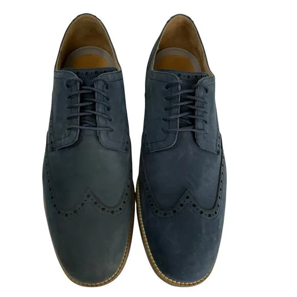 Cole Haan Grand OD Wing Tip Oxford Blue Nubuck Leather Mens Comfort Shoes 13 M