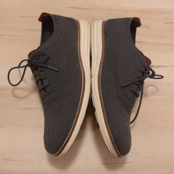 Cole Haan Grand OS Stitchlite Gray Knit Wingtip Oxford Dress Shoes 9.5M