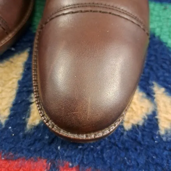 COLE HAAN Men Double Monk Strap Shoes Grand OS Brown 7.5 M Cap-Toe C29036