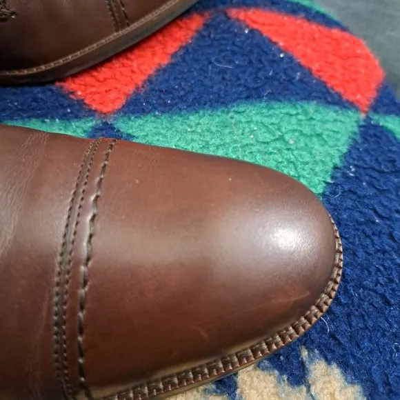 COLE HAAN Men Double Monk Strap Shoes Grand OS Brown 7.5 M Cap-Toe C29036