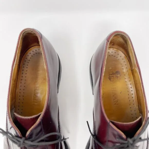 Cole Haan Mens 9.5 Brown Leather Lace Up Oxford Dress Shoes Leather Sole Almond