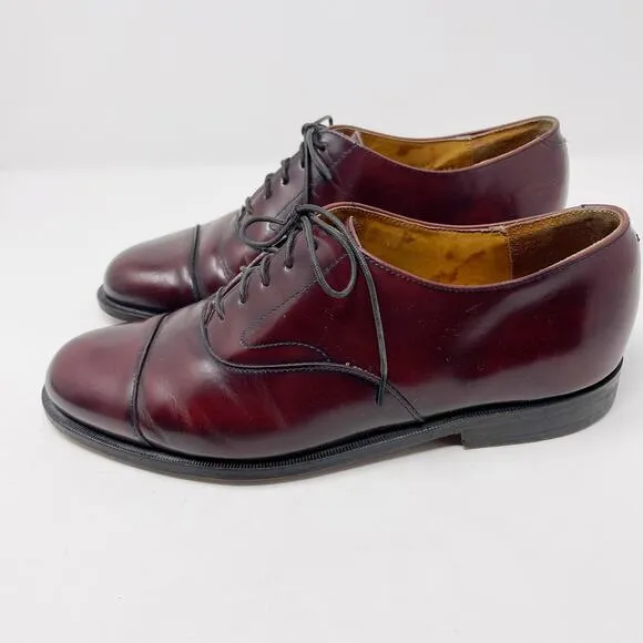 Cole Haan Mens 9.5 Brown Leather Lace Up Oxford Dress Shoes Leather Sole Almond