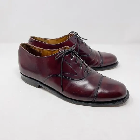 Cole Haan Mens 9.5 Brown Leather Lace Up Oxford Dress Shoes Leather Sole Almond