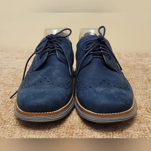 Cole Haan Original Grand Wingtip Blue Suede Oxford Shoes Size 9M