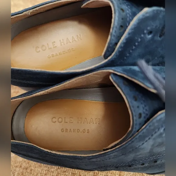 Cole Haan Original Grand Wingtip Blue Suede Oxford Shoes Size 9M
