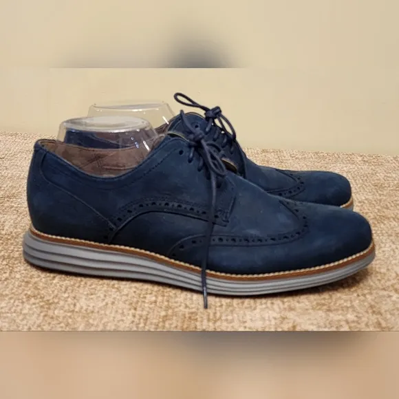 Cole Haan Original Grand Wingtip Blue Suede Oxford Shoes Size 9M