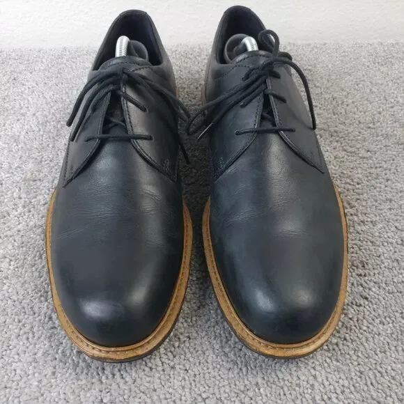 Cole Haan Osborn Mens Size 44 EU Shoes Plain Toe Oxford Black Leather Lace Up